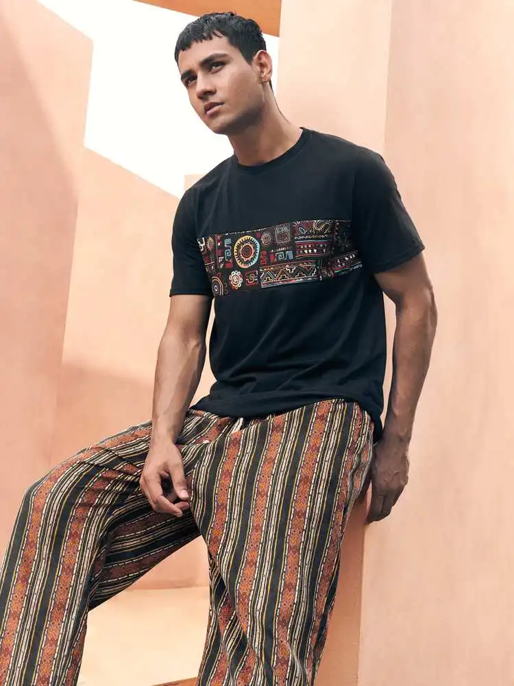 

ChArmKpr Tops 2023 Fashion New Men Ethnic Pattern Crew Neck Camiseta Casual Streetwear Male Hot Sale Short Sleeve T-Shirts S-2XL