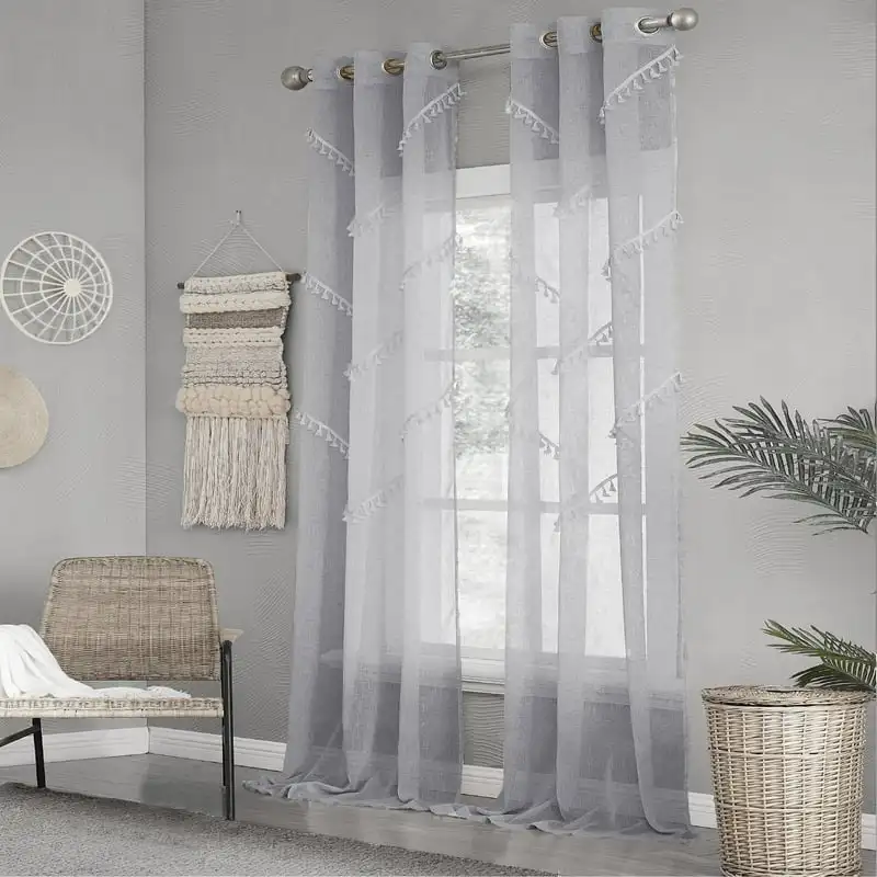 

Tassels Linen Look Boho 3D Puff Tassels Linen Textured Light Filtering Grommet Panel Pair 76 Windmill power generator Extractor