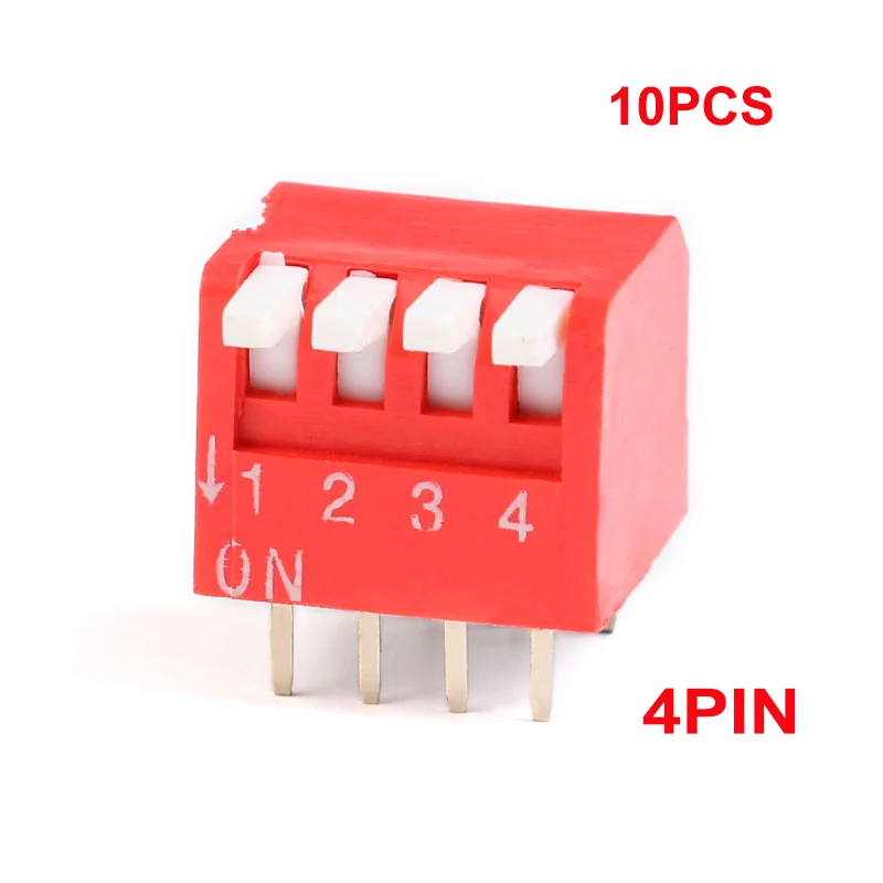 

10 шт. переключатель типа слайдер 2,54 мм Шаг позиционный путь DIP переключатель 2 P 3P 4P 5P 6P 8P красный защелкивающийся красный переключатель