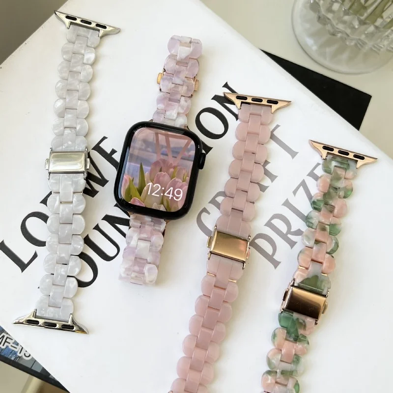 

Universal Resin Strap For Apple Watch Ultra Band 49mm 40mm 45mm 41mm 38mm 42mm Replacement Rhombus Resin Watch Band