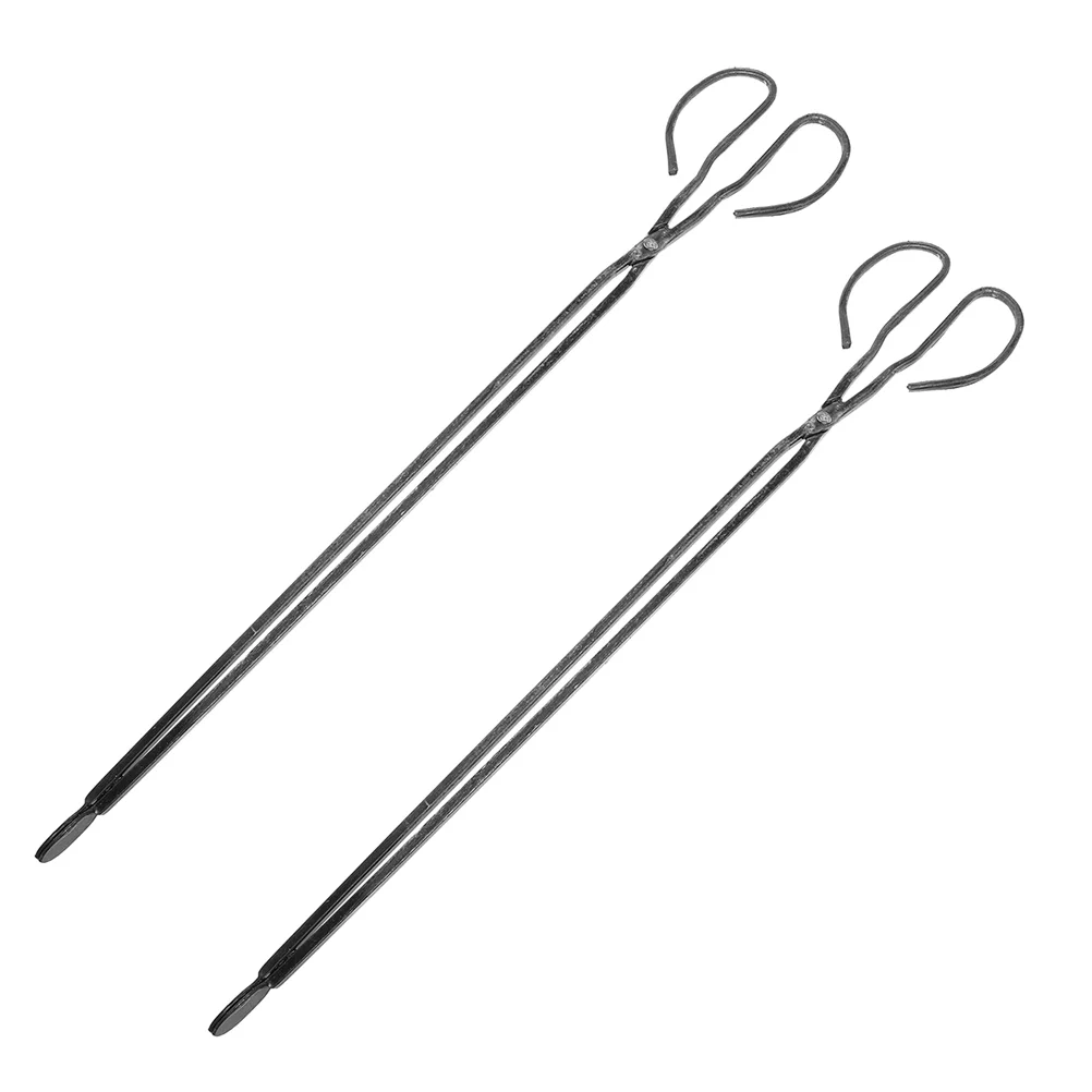 

2 Pcs Long Fireplace Tongs Household Tools Big Head Clip Firewood Tongs Picnic Cooking Clip Iron Barbecue Grilling Tongs Elder