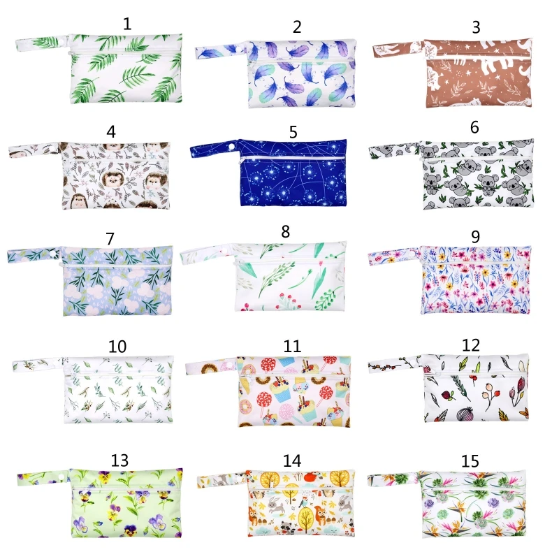 

Waterproof Baby Diaper Bag Cartoon Print Wet Dry Nappy Zipper Stroller Handbag