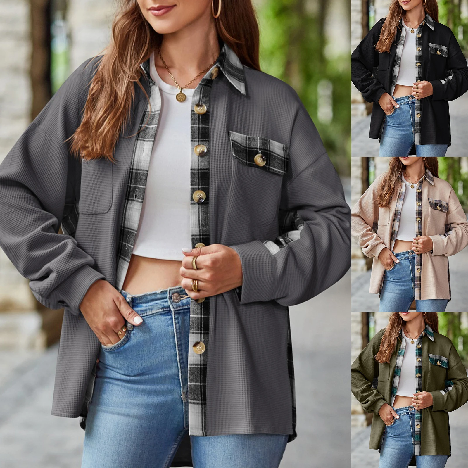 

Женская Корейская куртка-каска Y2k, куртка с лацканами в стиле пэчворк, блузки, топы, модная Свободная рубашка в стиле хип-хоп, куртка на осень и зиму, топы, 2023