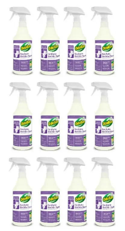 

Professional Cleaning Eucalyptus BioOdor Digester, 1 Quart Ready-to-Use Spray Organic Odor Counteractant, 12-Pack