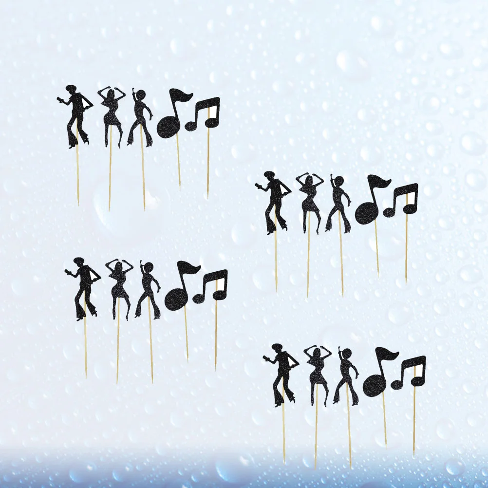 

Birthday Cake Toppers Set Glitter Music Notation Picks Musical Party Decoration