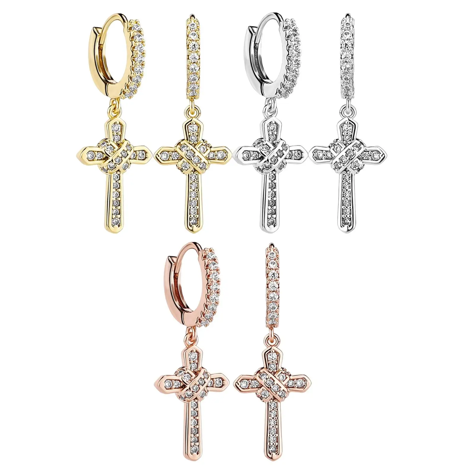 

Серьги-кольца с крестиком, длинные висячие серьги, бриллианты для мужчин, женщин, мужчин, юбилеев