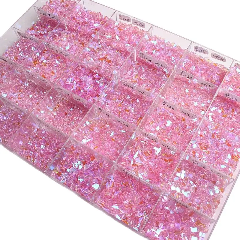 Стеклянные блестящие красивые Стразы Aurora розового цвета с плоским основанием