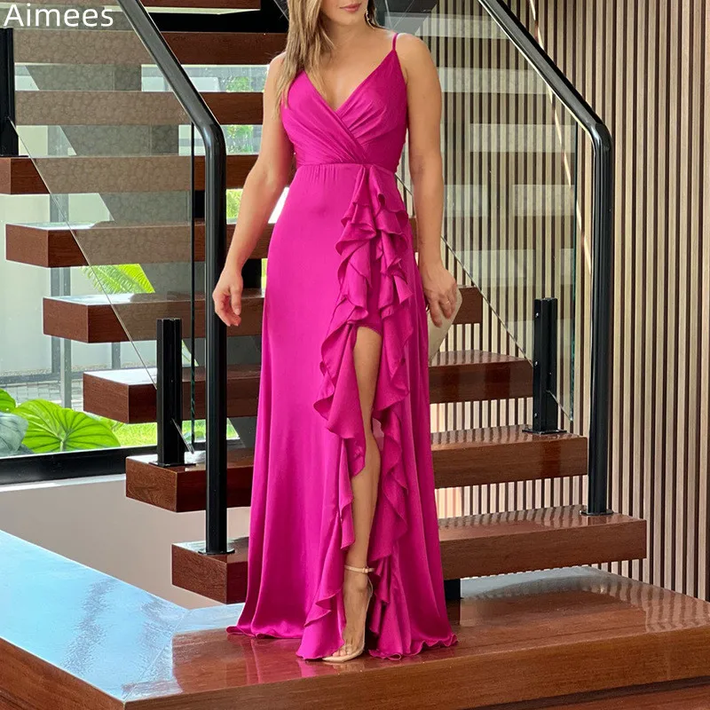 

Женское летнее платье с оборками, V-образным вырезом и открытой спиной