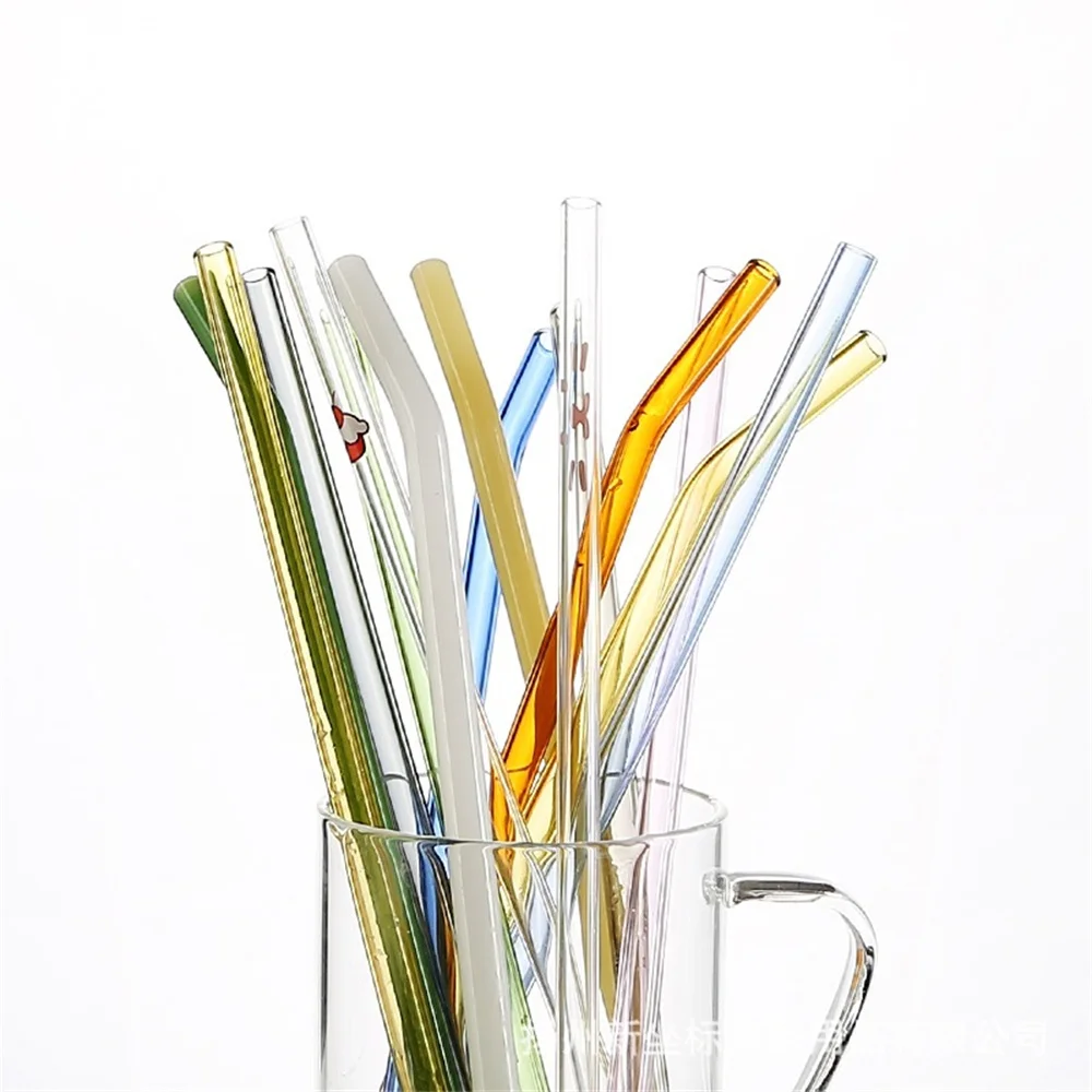 

Heat-resistant Glass Straw Three-way Curved Shape Milk Beverage Straw Large Wave-shaped High Borosilicate Glass Pipette