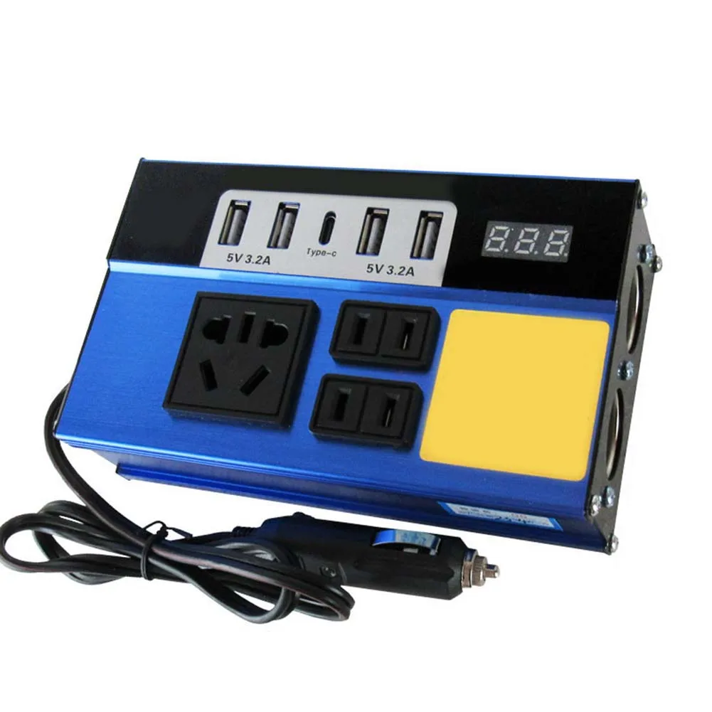 

Converter Power Inverter Universal 1 Pcs 5-USB Black DC12V 24V To DC110V/220V LED Display Multiple Protections