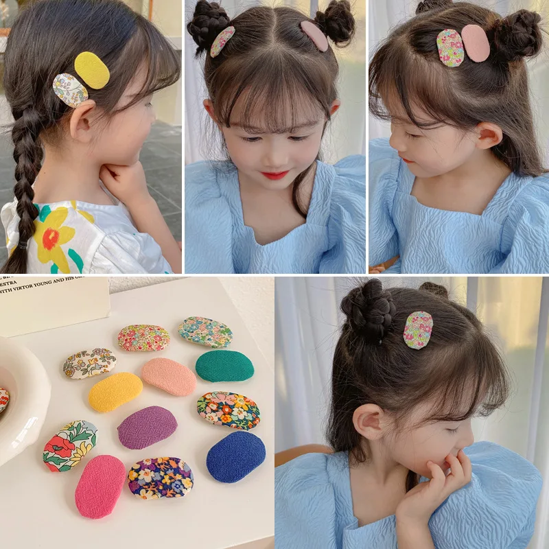 

2pcs New Candy Color Kawaii Hair Clips for Girls Print Fashion Children Accessories Sweet Flower Headwear Safe Cute BB Clip Set