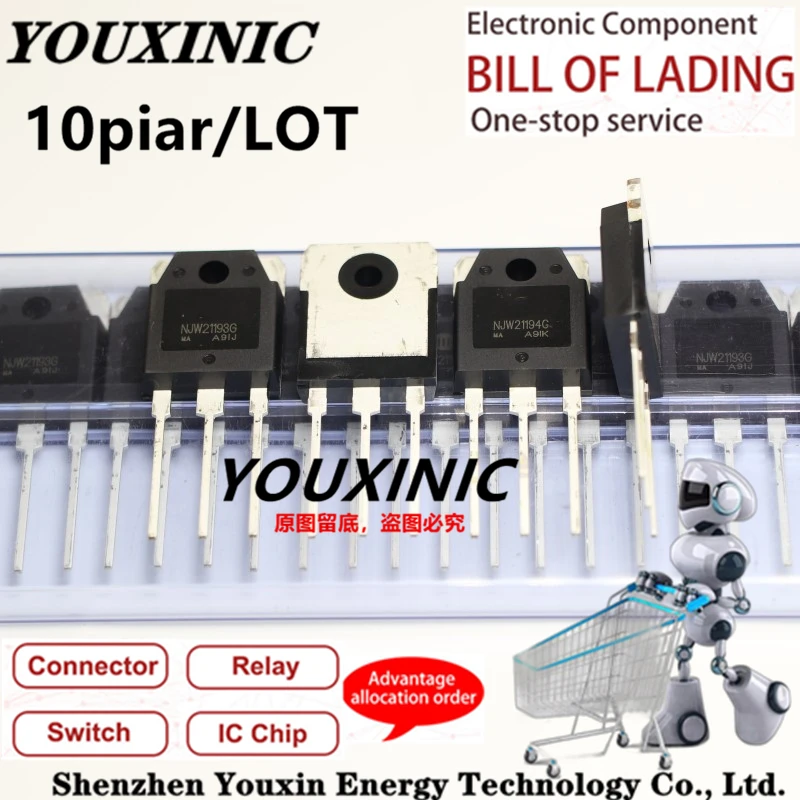 

YOUXINIC 2021+ 20 PCS = 10 Pair 100% New Original NJW21193G NJW21194G NJW21193 NJW21194 TO-247 Audio Power Amplifier