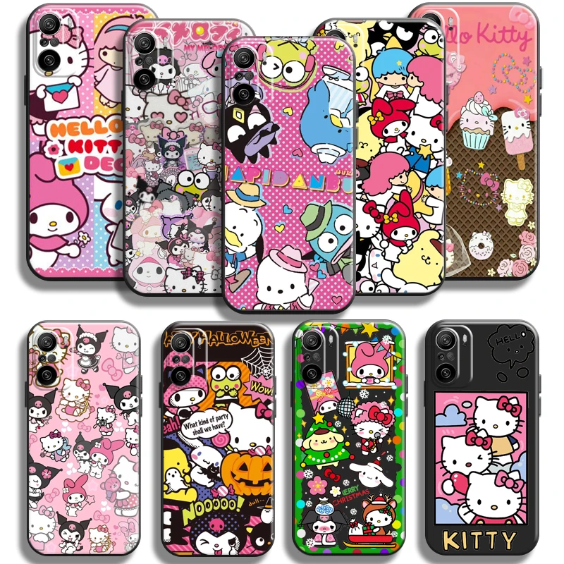 

Hello Kitty White Family For Xiaomi Redmi K40 Pro Gaming Phone Case Silicone Cover Carcasa Funda Liquid Silicon Coque