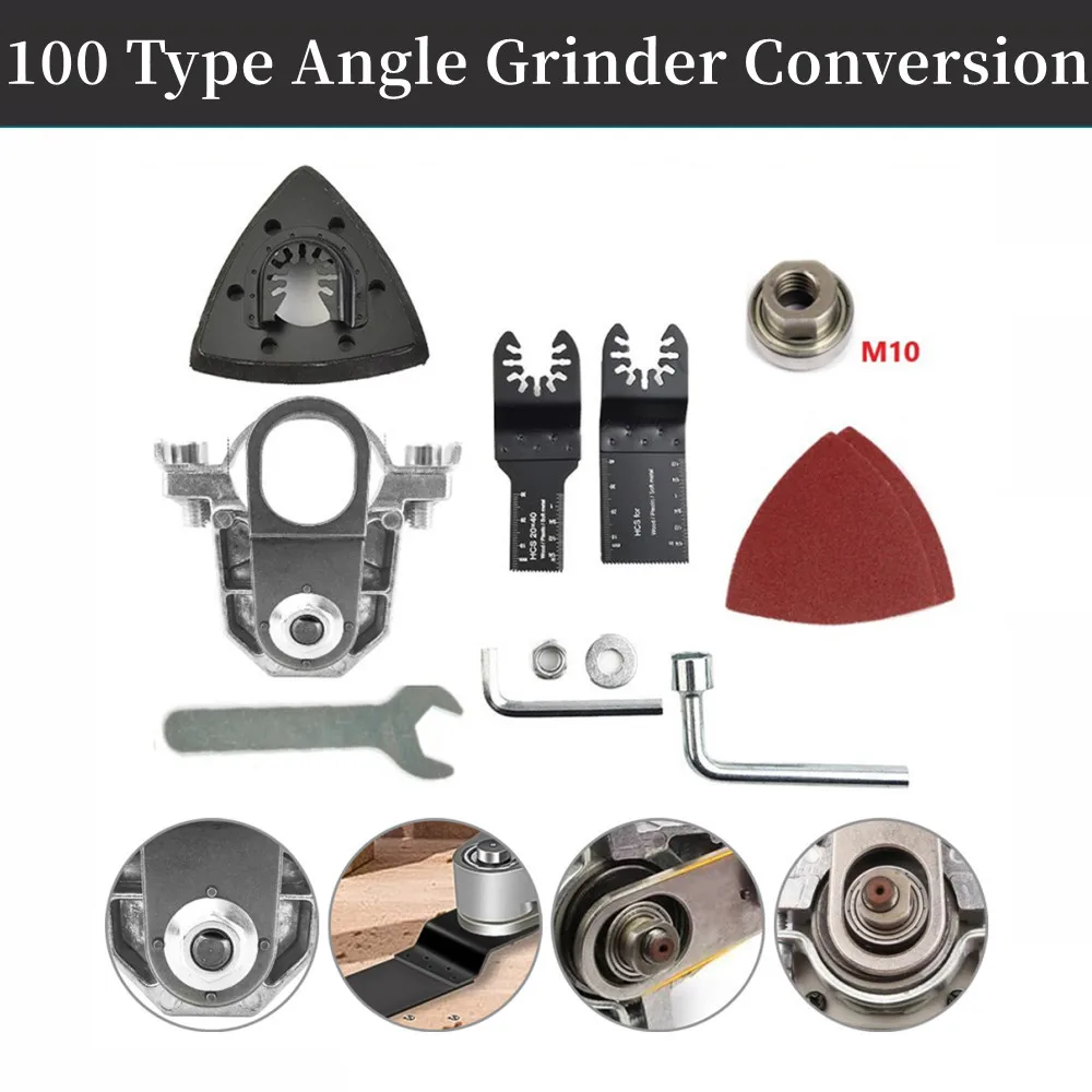 100 Type Angle Grinder Retrofit Tool Set Conversion Head Adapter M10 Thread Angle Grinder Convert Kit For Oscillating Tools