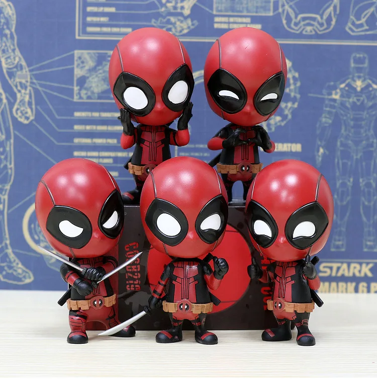 

Marvel Q Version Deadpool Hand Office Movable Shaking Head Car Swing Hand Office Capsule Toy Boxed WeChat Doll