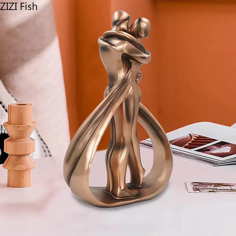 

Lovers Embrace Character Resins Statue Desk Decoration Ornaments Living Room Furnishings Creative Couple Figures Sculpture
