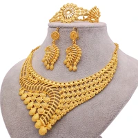 women jewelry set collar necklacebracelet earringsring classic 24k arabia indian dubai african bridal wedding party gift