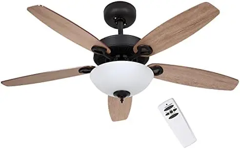 

Fan 52 inch with Light and Remote LED Ceiling Fan with Dimmable Bulb Reversible Kona Marple/Tumbleweed Blade Indoor Use Folding