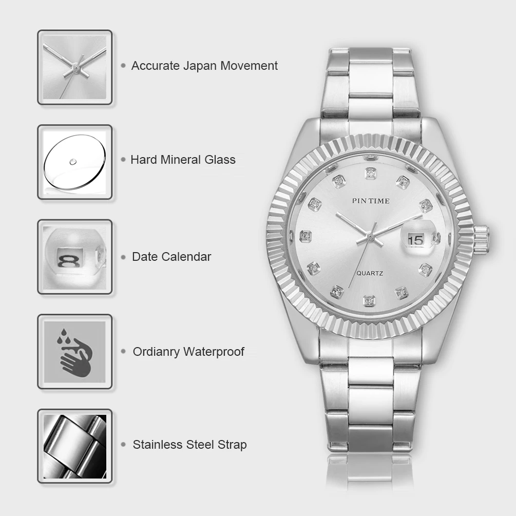 Classic Mens Retro Silver Watches Date Waterproof Male Casual Quartz Wristwatch Stainess Steel Business Man Watch Hour relogio