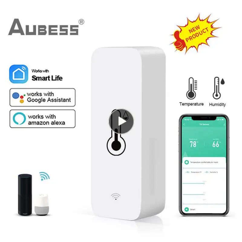 

Indoor Hygrometer Smart Life Tuya Smart Thermometer Smart Thermometer Work With Alexa Google Assistant Smart Home Wall-mounted