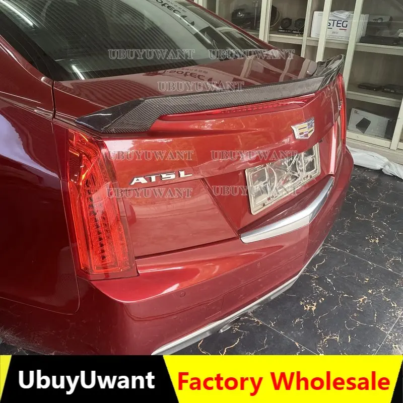 

Пластиковый задний спойлер из углеродного волокна для Cadillac ATS Sedan 4 Door 2015 -2019, Задняя Крышка багажника, отделка крыльев, спойлер