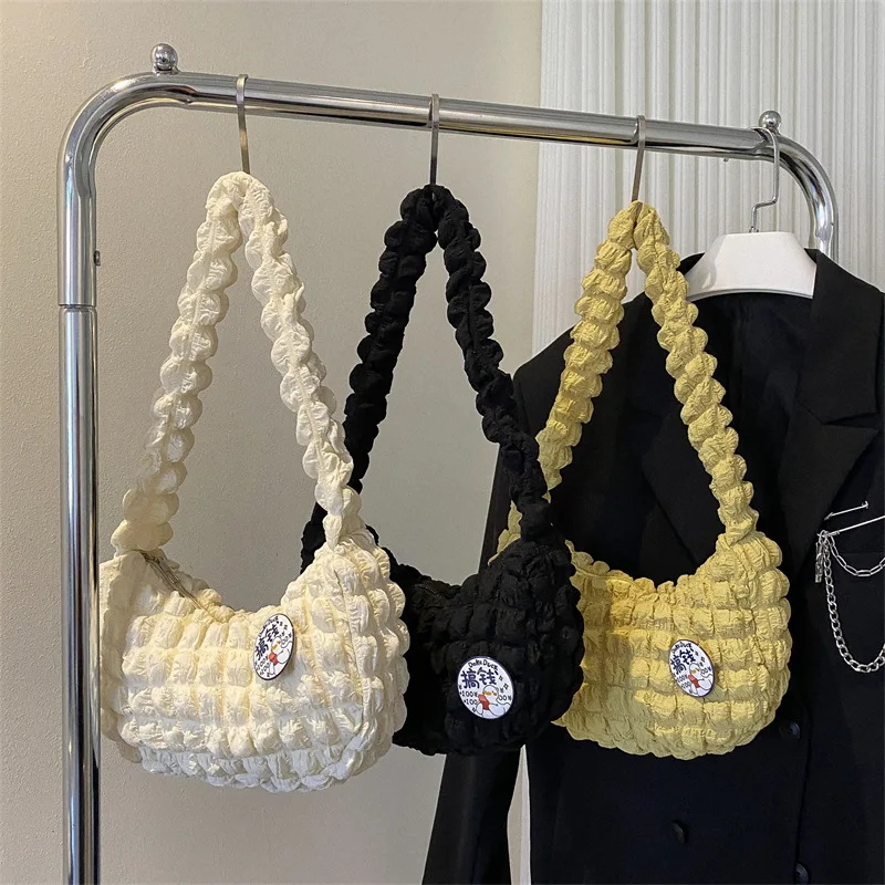 

2023 Popular Single Shoulder Bags for Women Fashion Pleated Diagonal Cross Bags Women's Underarm Bag Ladies Handbag Bubble Bag