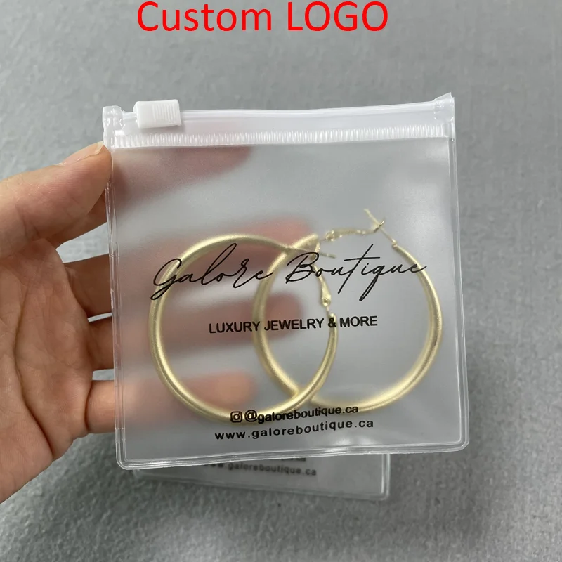 

Custom LOGO Jewelry Ring Necklace Earring Packaging Pouch Bag Clear Ziplock Bag With Custom Zipper Bag