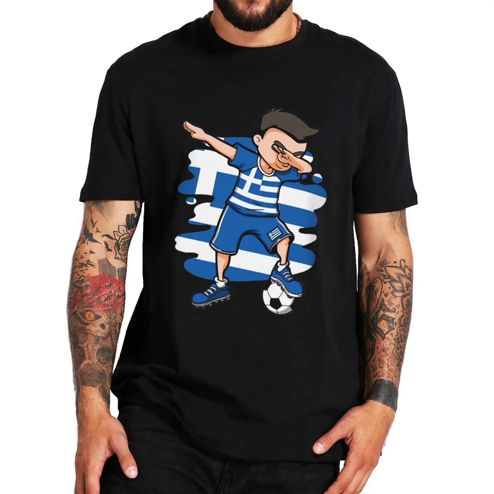 

Greece Soccer T Shirt Funny Greek Football Lovers Essential Men Clothing Summer Comfortable Cotton Premium T-shirt EU Size