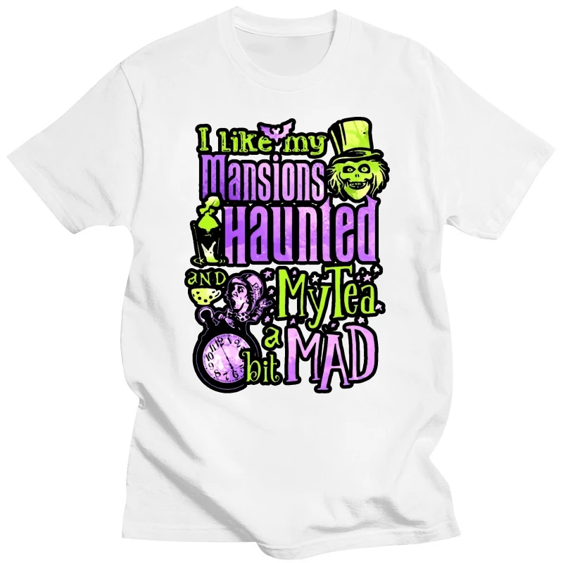 Я люблю мои особняки и привиди мое чай a bit mad ha футболка Дизайнерская хлопковая