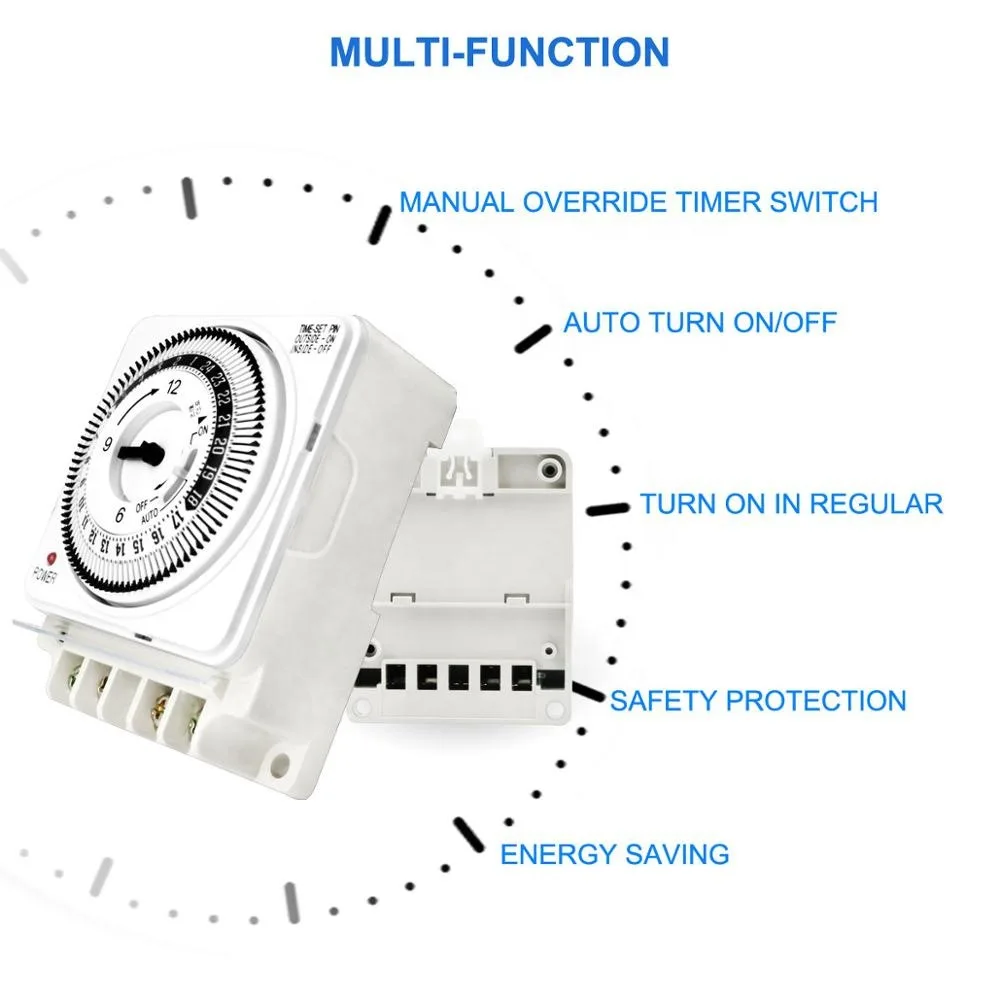 15 Minutes- 24 Hours with Dustproof  Mechanical Timer Witch 2 In 2 Out 16A 220V for Home Appliance Commercial Purpose