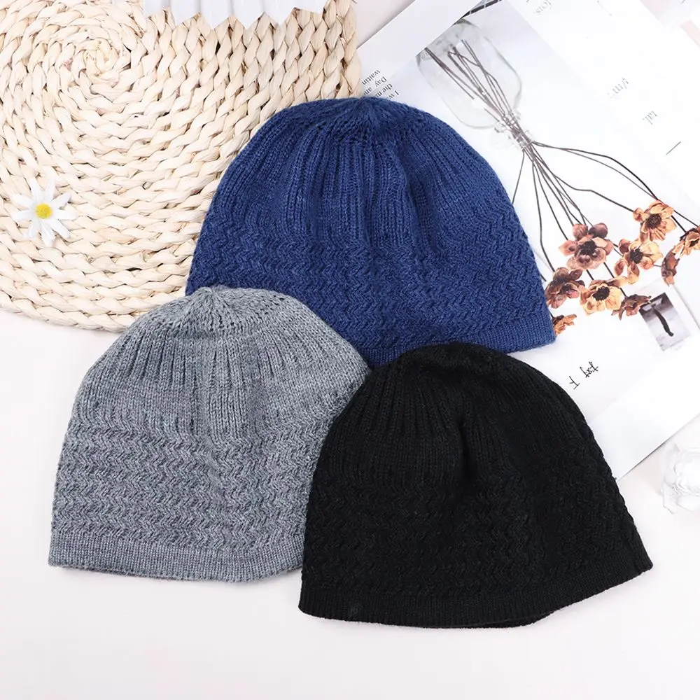 

Knitted hat Kippah Skull Cap Men Prayer Muslim Cap Islamic Mosque Hats Beanies Cap