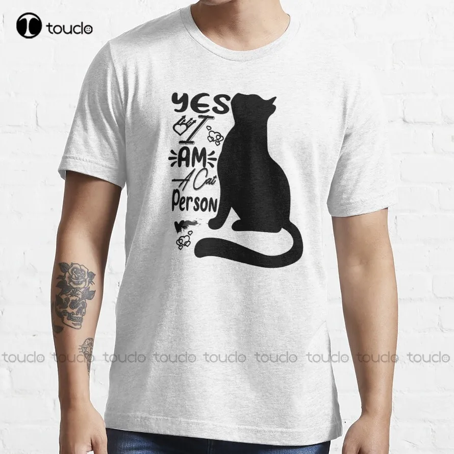 

Футболка с надписью Yes I Am A Cat Person, забавная уличная одежда в стиле Харадзюку, хлопковая уличная простая Винтажная футболка с мультяшным рису...
