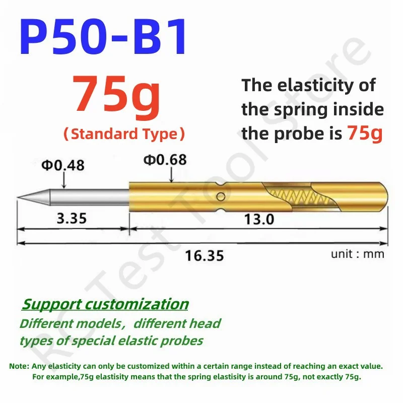 20/100 шт. пружинный тестовый штифт P100-B P75-B P50-B P100-B1 P75-B1 P50-B1 P058-B P048-B P038-B P035-B P030-B P025-B тестовый зонд Pogo Pin