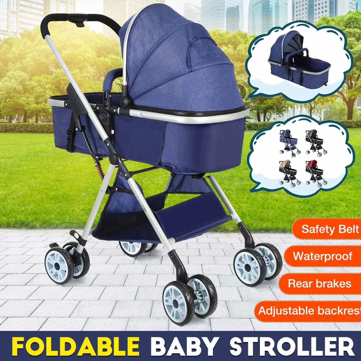 

NEW Baby Stroller 3 in 1 Adjustable Carriage Stroller Anti Shock Foldable High Landscape Quality Stroller Baby Bassinet EU STOCK