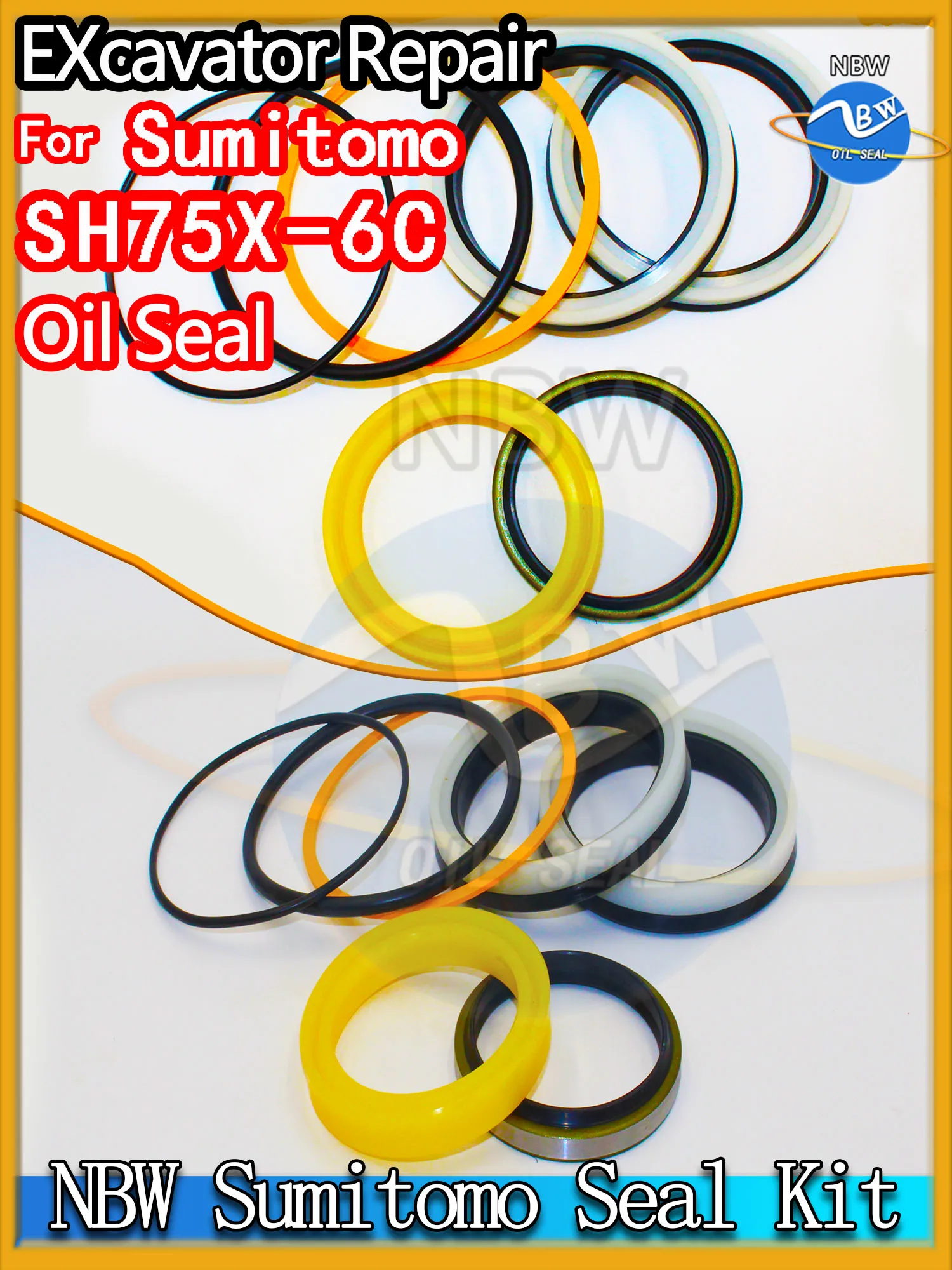 

For Sumitomo SH75X-6C Excavator Oil Seal Kit High Quality Repair SH75X 6C Adjust Swing Gear Center Joint Gasket Nitrile NBR Nok