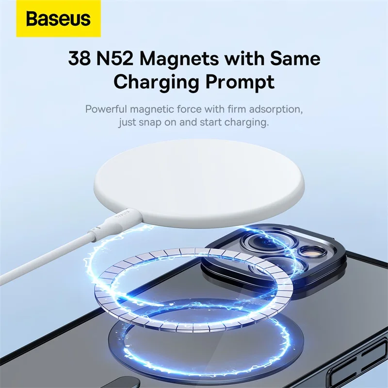 Baseus Magnetic Plating Case For iPhone 14 Pro Max 2022 New Protective Phone Case Transparent Shockproof Magnet Back Cover Funda