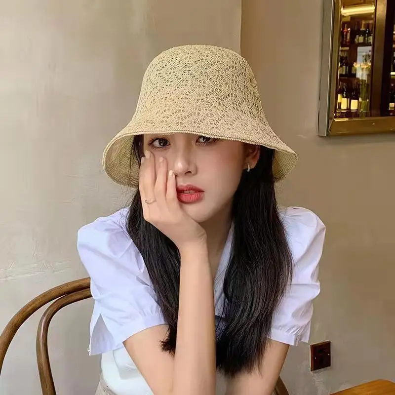 

Show face little fisherman hat female summer together sun hat shading hollow out thin breathable hat bucket basin hat