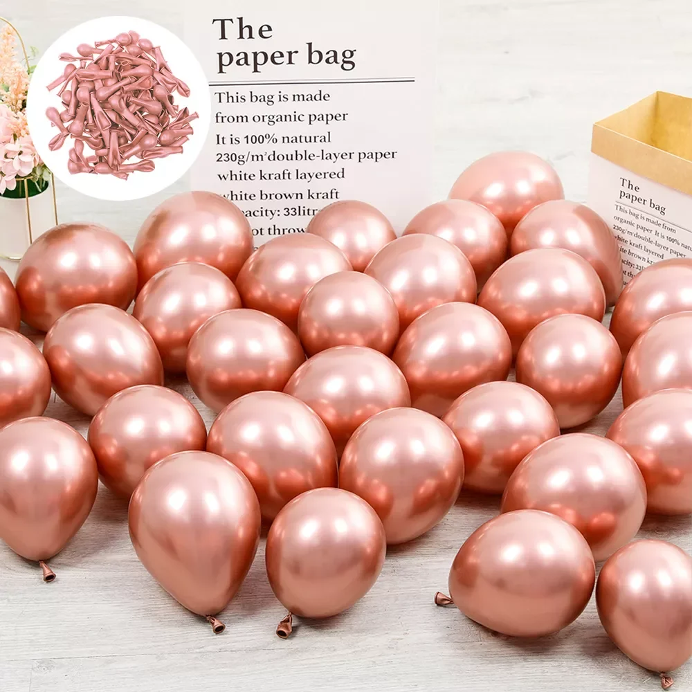 

40pcs/Set 5Inch Chorme Rose Gold Mix Color New Glossy Metallic Latex Balloons Thick Pink Green Inflatable Air Globos Baby Shower