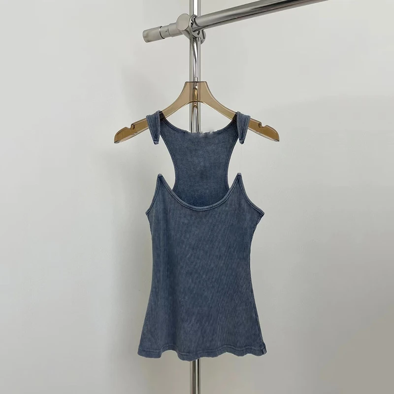 Женский Тонкий Топ-майка прозрачный дизайн в виде лески привлекательный