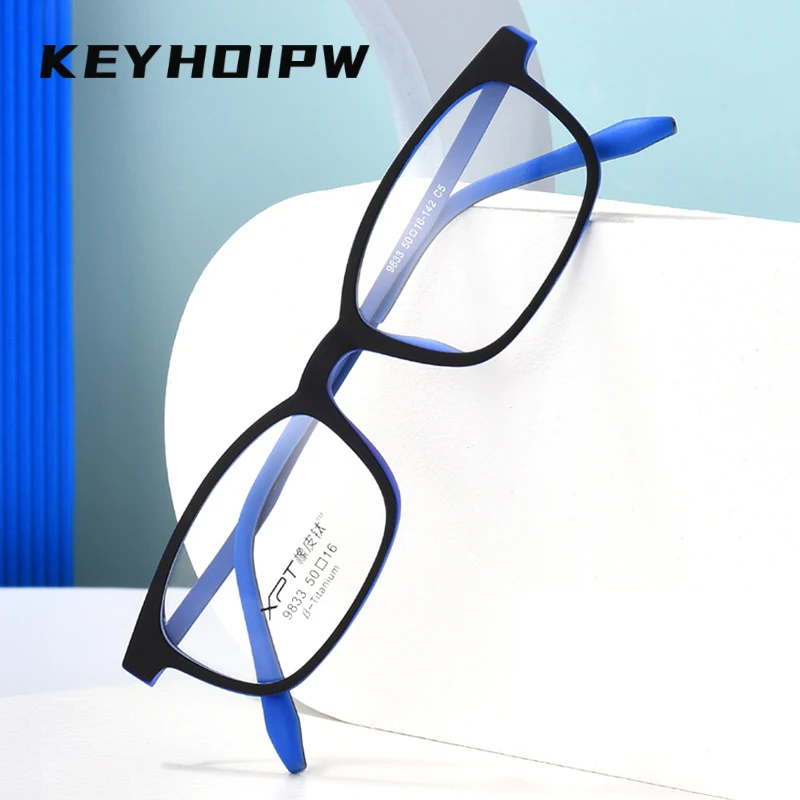 

KEYHOIRW Titanium Eyeglass Frames TR90 Square Glasses Optical Men's Prescription Myopia Glasses Women Retro Trendy Ultralight