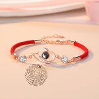 100 language i love you projection bracelet for women men lucky red handmade rope bracelet romantic heart couple jewelry