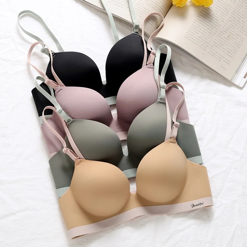 

Solid color Fashion Women Seamless Bra Sexy Push Up Bralette Underwear Wireless Female Lingerie Pattern Bras Three Quarters