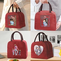 mom print pattern cooler lunch bag portable insulated bento tote thermal school picnic food storage pouch teacher gift