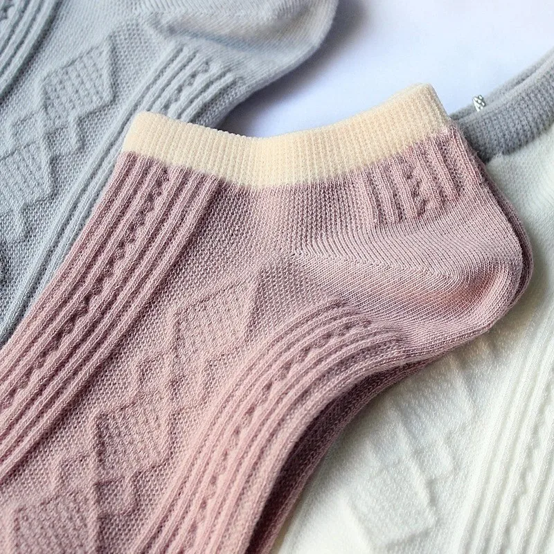 10 Pairs Japanese Style Solid Color Breathable Invisible Socks Girl Ankle Socks Spring Summer Low Cut Kawaii Socks Short Socks
