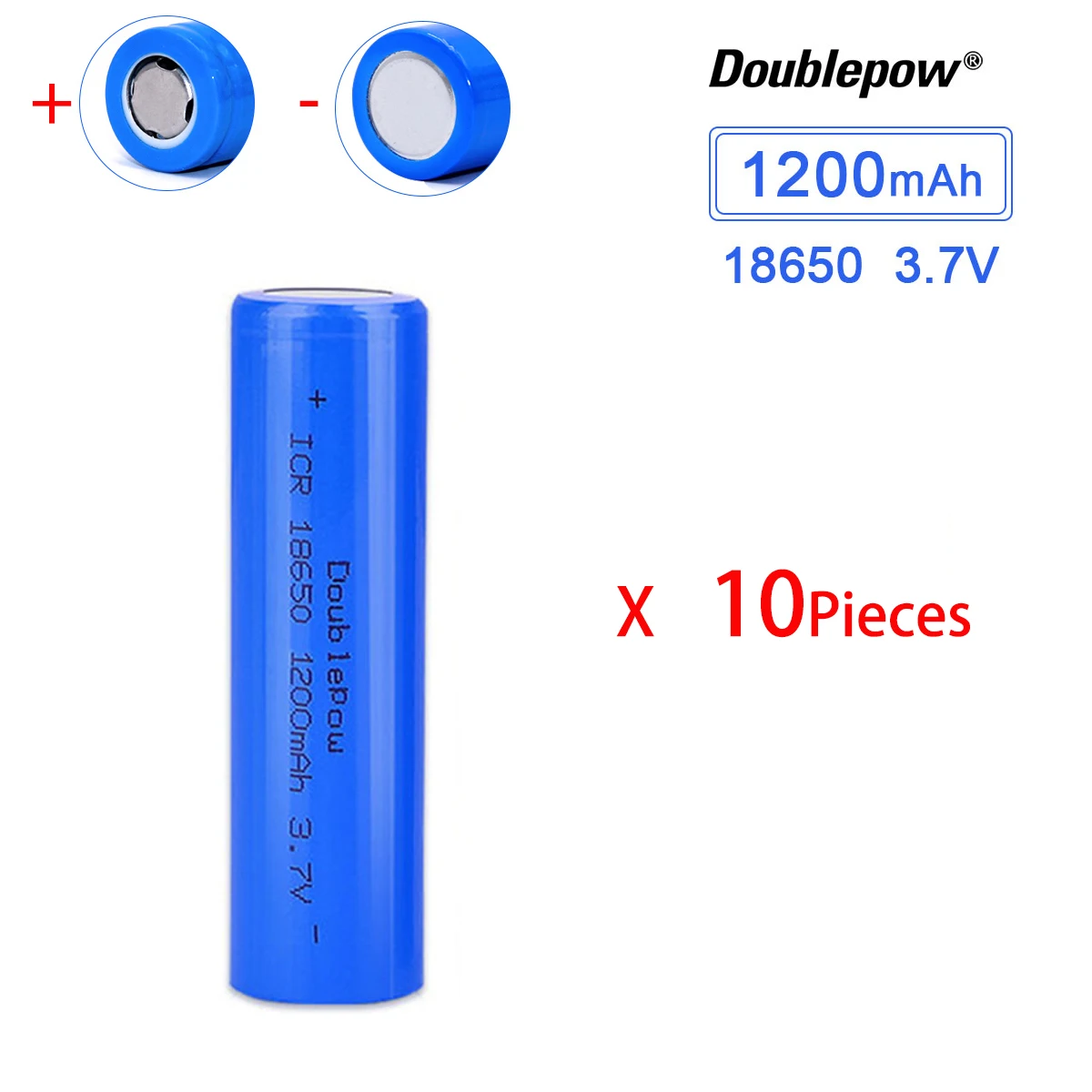 

10PCS DOUBLEPOWER 18650 3.7V 1200mah Flat Head Battery Rechargeable Lilon Lithium Battery For Flashlight Electrical Tool Toys