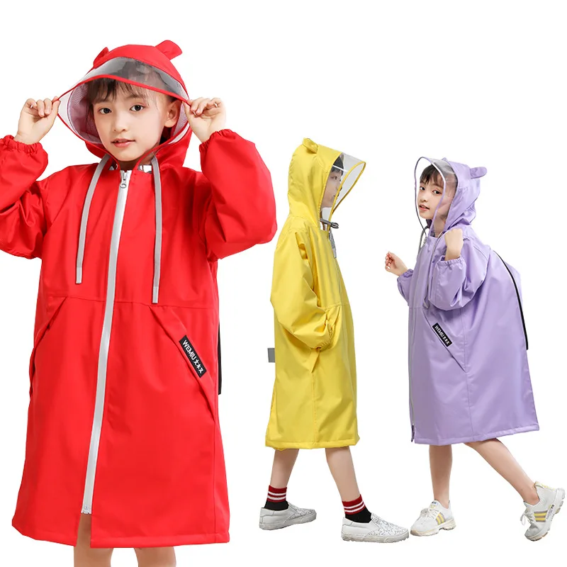 S Hooded One-piece Cartoon Kids Rain Coat Toddler School Boy Rain Jackets