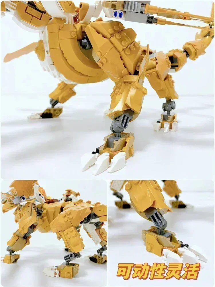 Новый сезон 17 золотых ультра-драконов строительные блоки Tetraposaurus четырехголовый