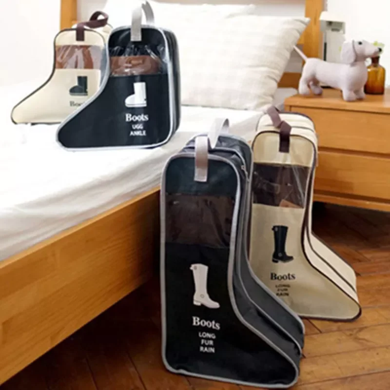 

Leather Korea Storage Simple Travel Ankle Boots Zipper Accessories Bag Portable Shoes carrying Visible Dustproof
