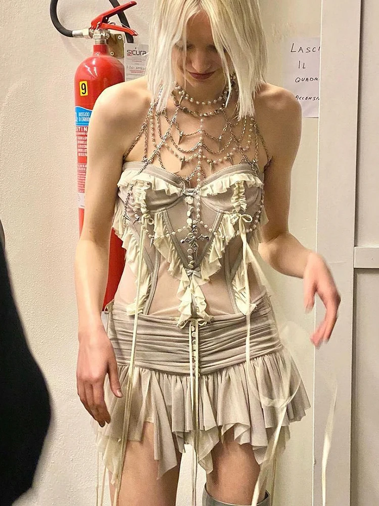 Мини-юбка женская сетчатая с заниженной талией y2k