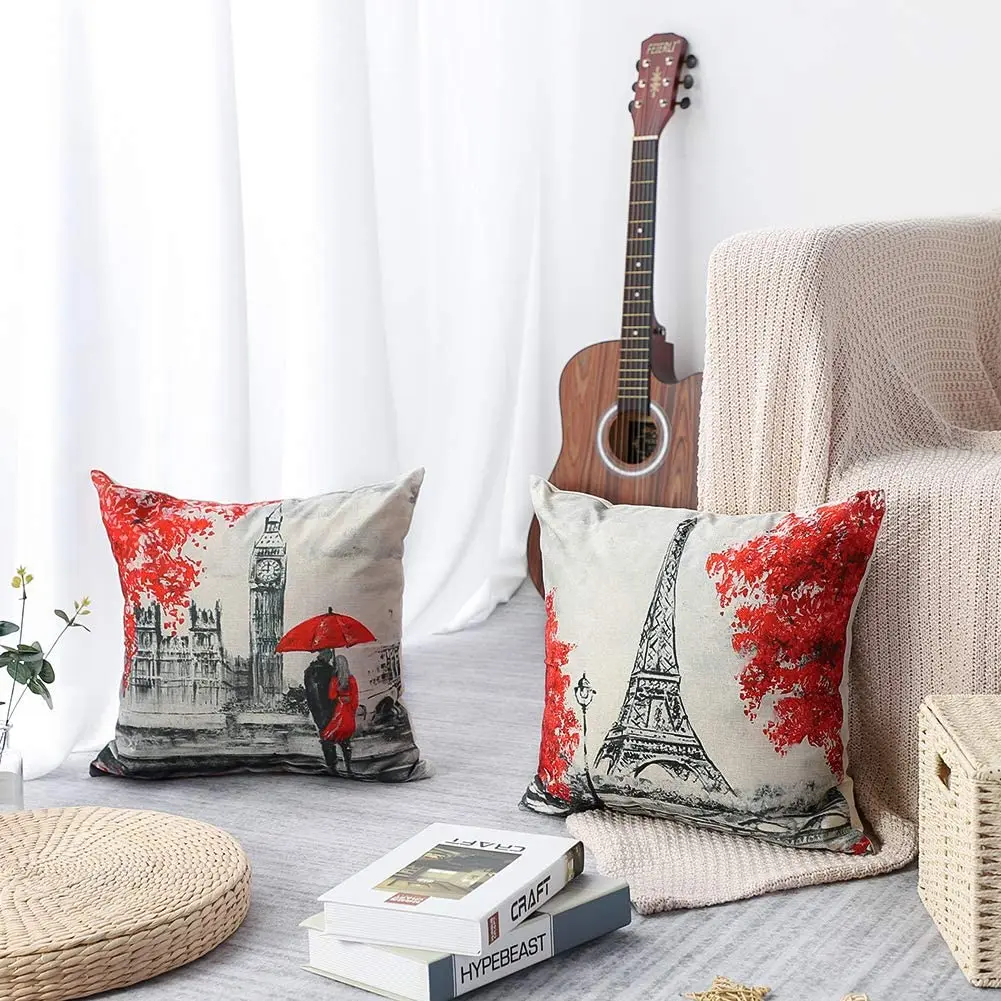 Чехол для подушки с изображением Парижа льняная декоративная наволочка гостиной